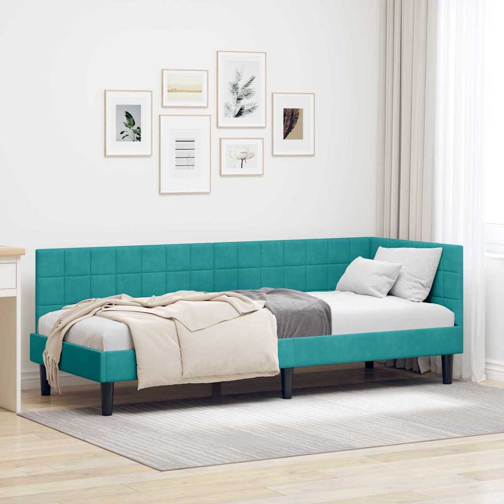 vidaXL Cadru de pat colțar cu headboard Turcoaz 80 cm x 200 cm Catifea