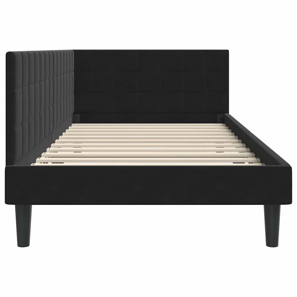 vidaXL Cadru de pat colțar cu headboard Negru 100 cm x 200 cm Catifea
