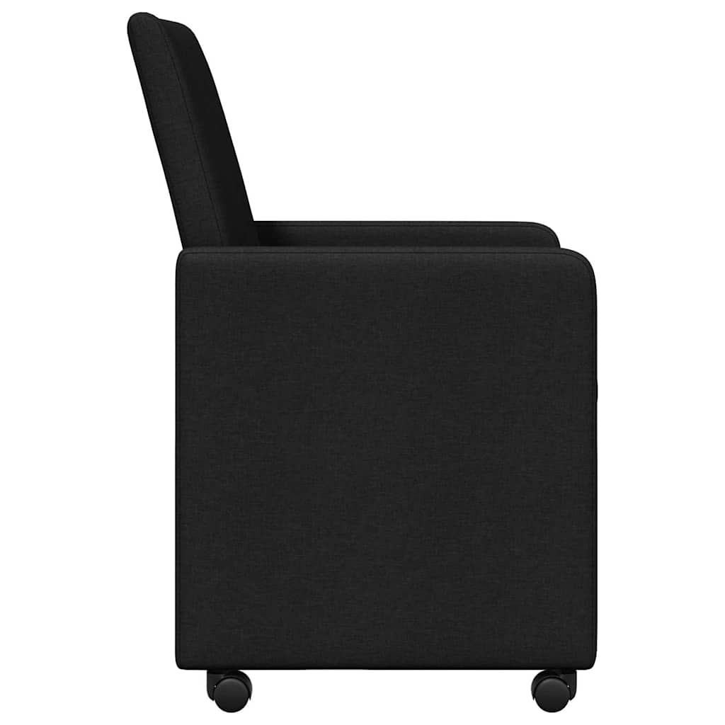 vidaXL Scaune de dining cu roți 2 pcs Negru 57 x 66 x 94 cm țesătură