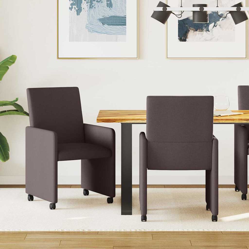 vidaXL Scaune de dining cu roți 2 pcs Maro închis 57 x 66 x 94 cm