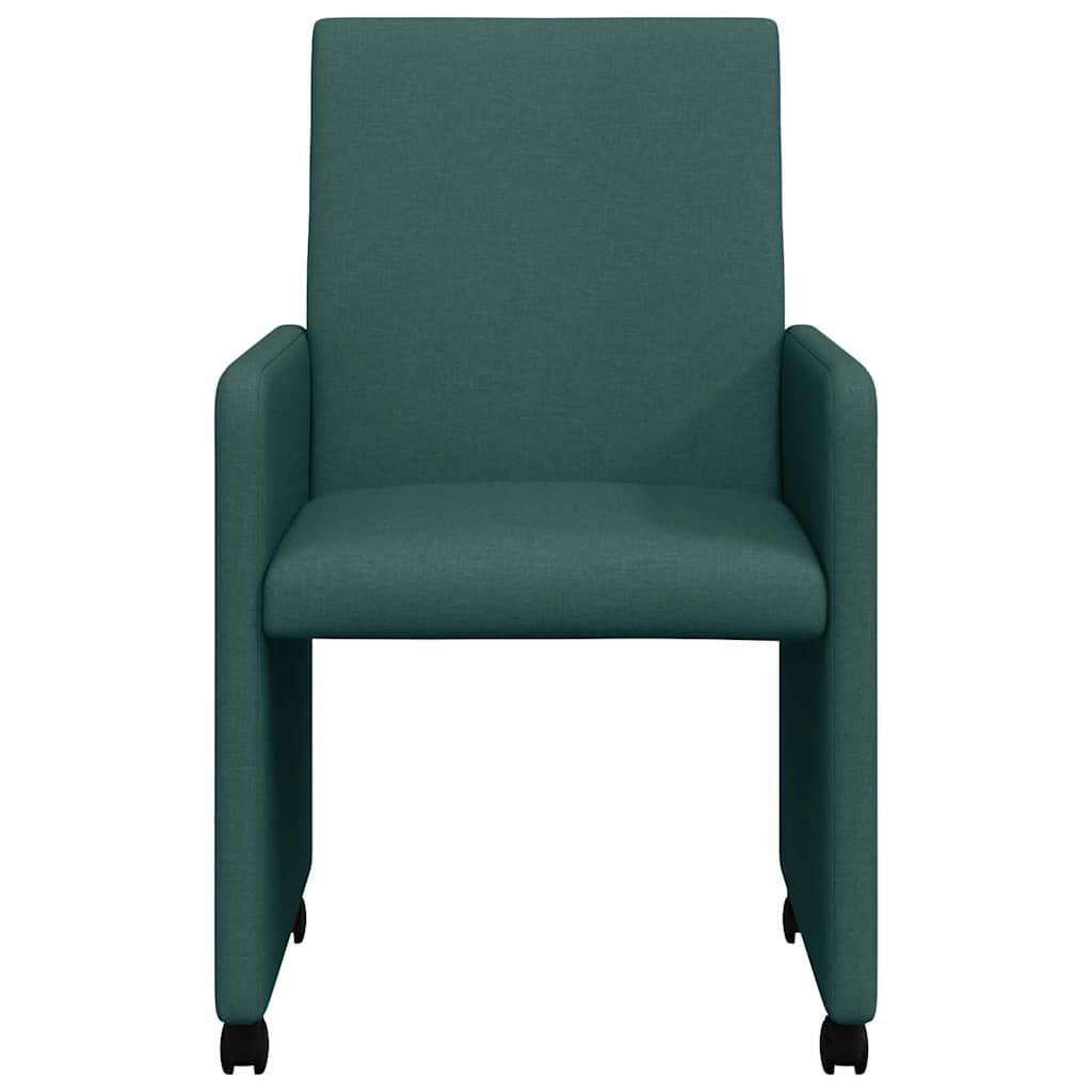 vidaXL Scaune de dining cu roți 2 pcs Verde închis 57 x 66 x 94 cm