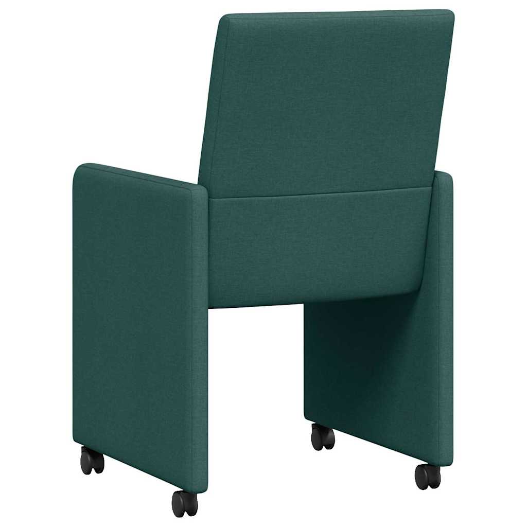 vidaXL Scaune de dining cu roți 2 pcs Verde închis 57 x 66 x 94 cm