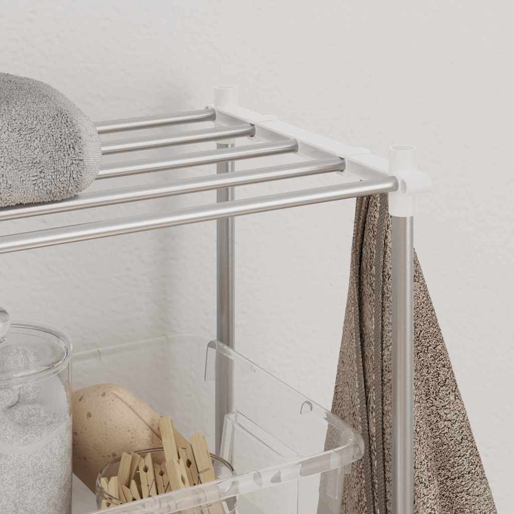 vidaXL Raft pentru mașină de spălat Alb 63 x 27 x 136 cm Aluminiu