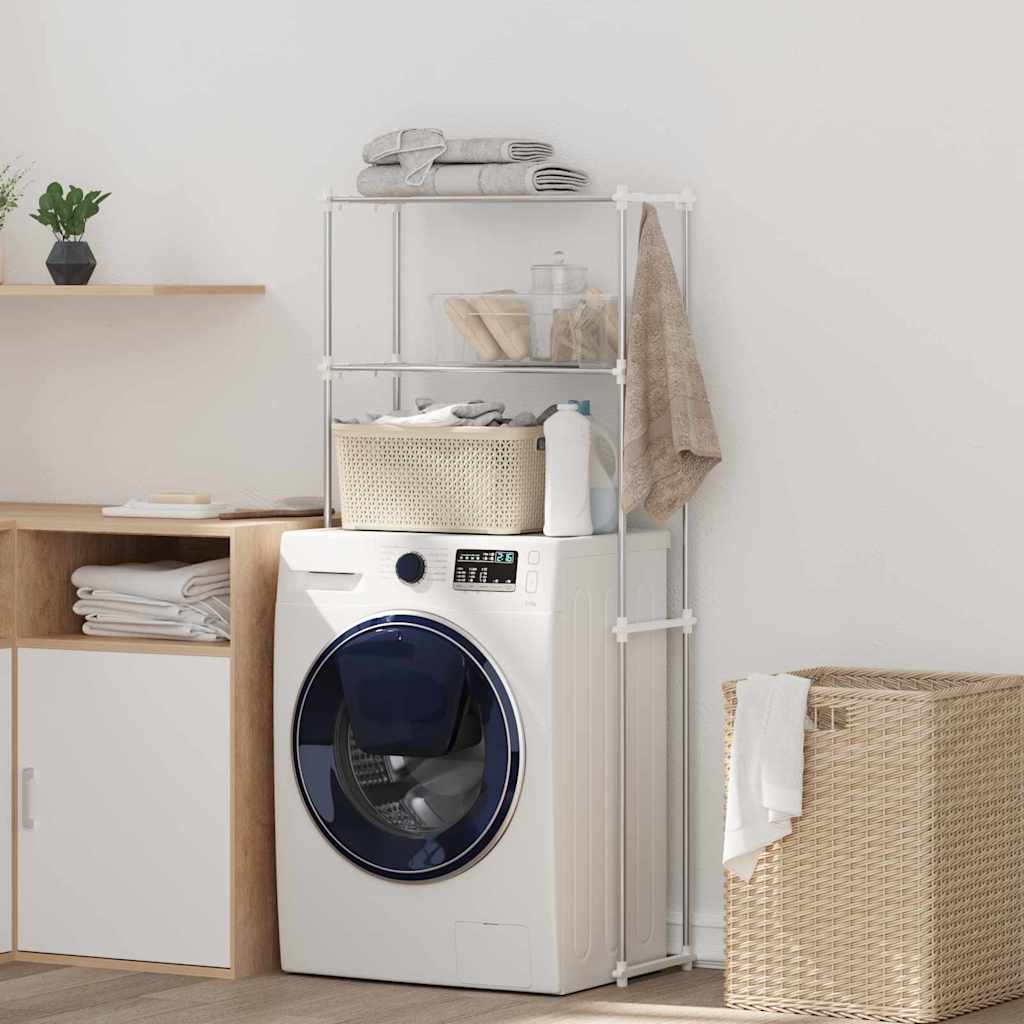 vidaXL Raft pentru mașină de spălat Alb 63 x 27 x 136 cm Aluminiu