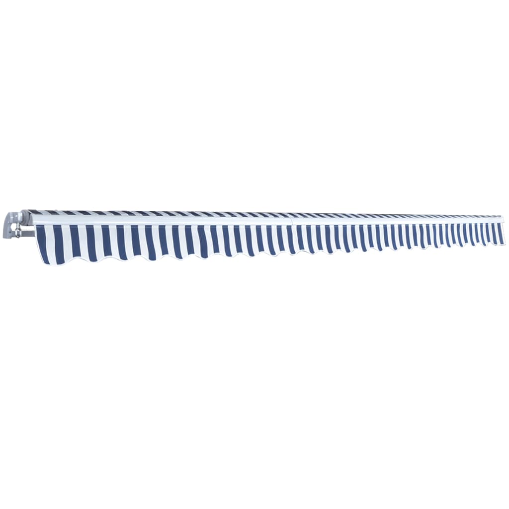 vidaXL Copertină pliabilă acționată manual, 500 cm, albastru și alb