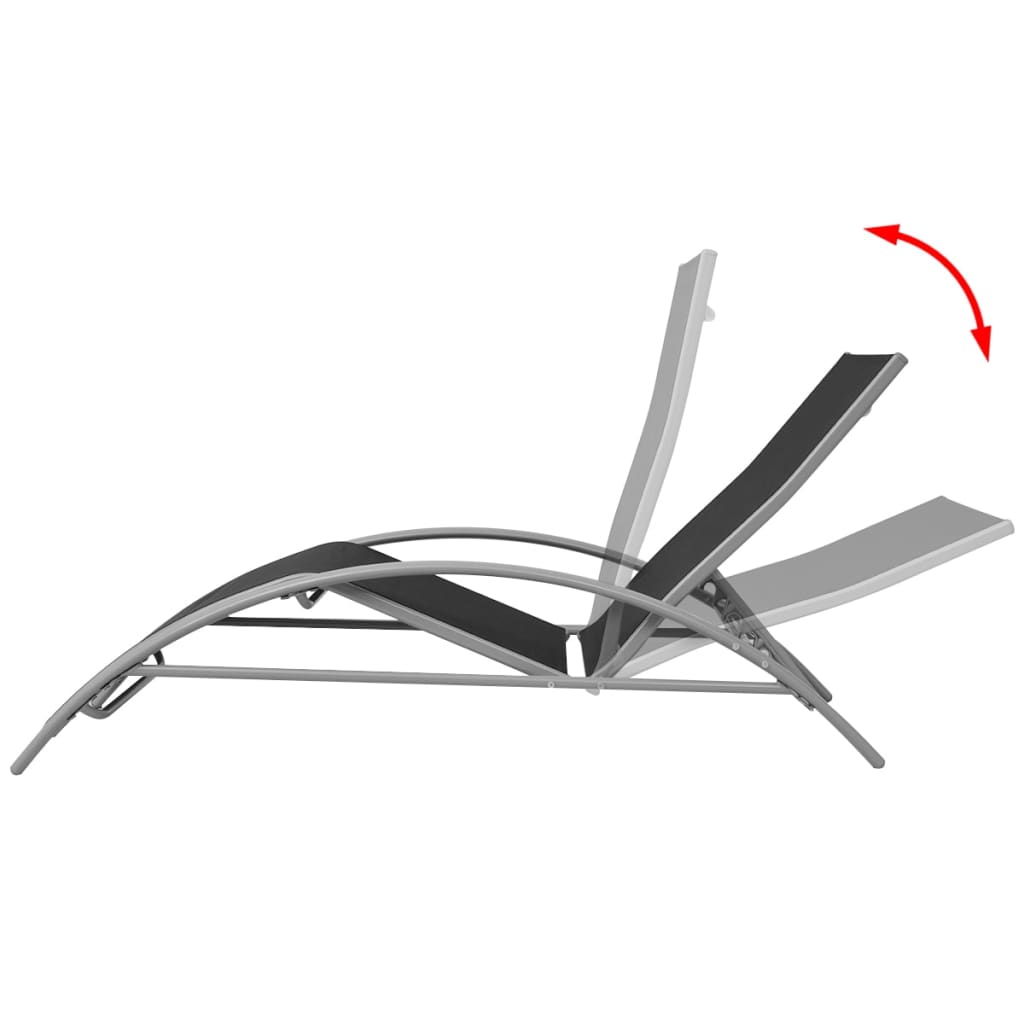 vidaXL Șezlong de plajă, negru, aluminiu vidaXL Șezlong de plajă, negru, aluminiu