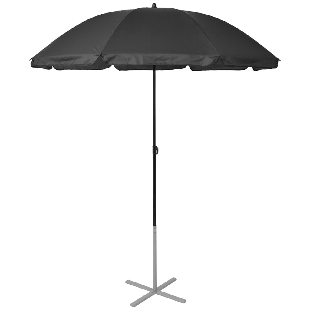 vidaXL Șezlonguri de plajă cu umbrelă, negru, aluminiu