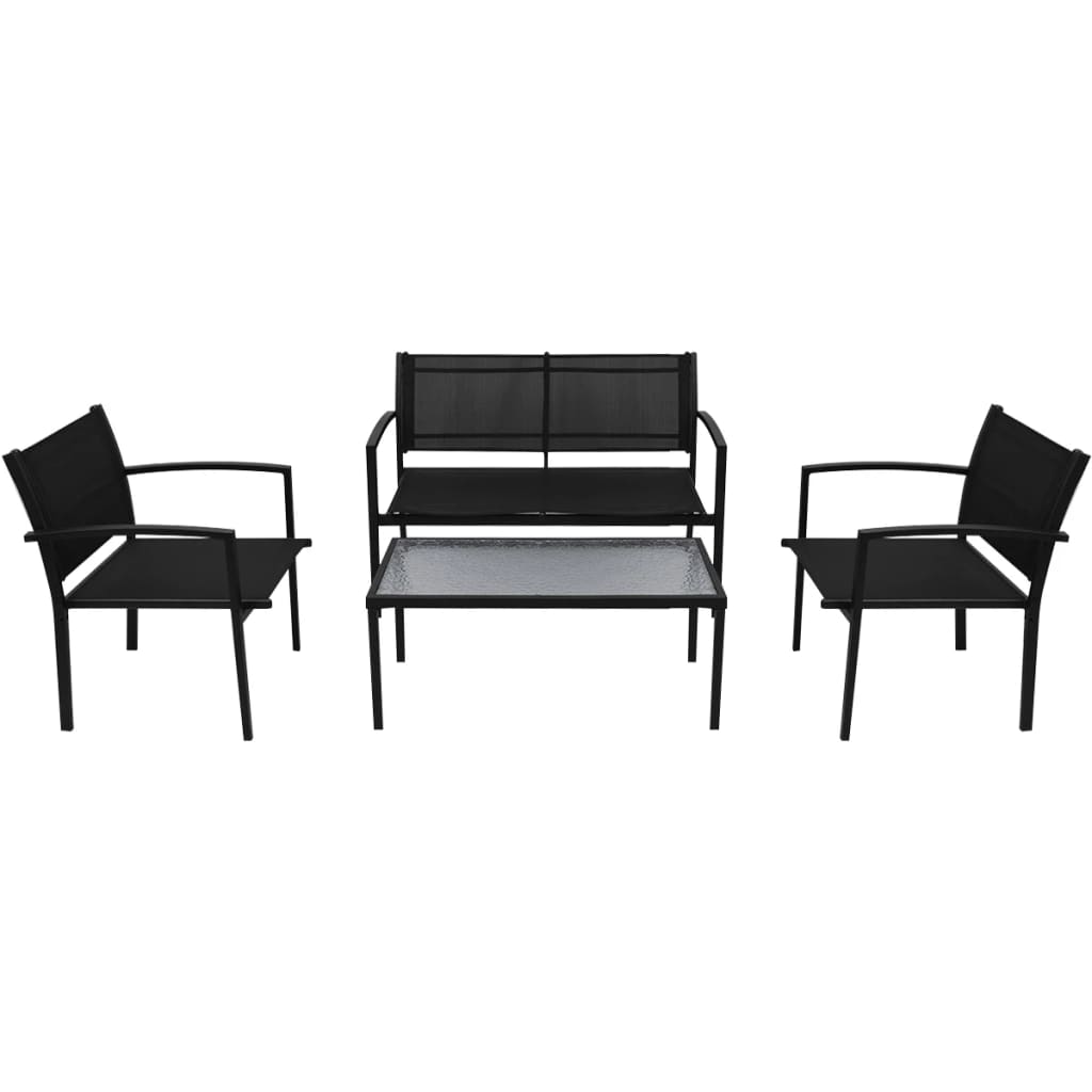vidaXL Set mobilier de grădină, 4 piese, negru, textilenă vidaXL Set mobilier de grădină, 4 piese, negru, textilenă