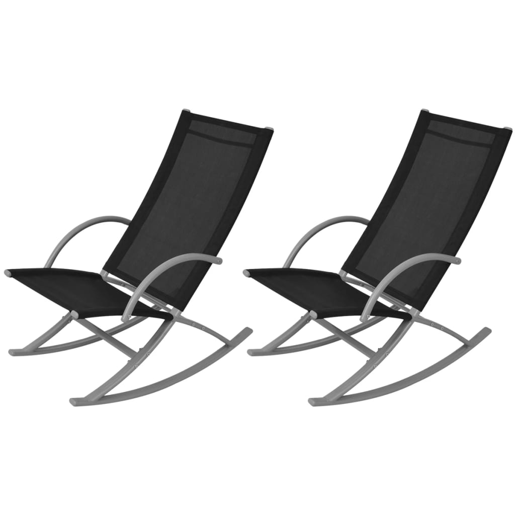 vidaXL Balansoare de grădină, 2 buc., negru, oțel și textilenă vidaXL Balansoare de grădină, 2 buc., negru, oțel și textilenă