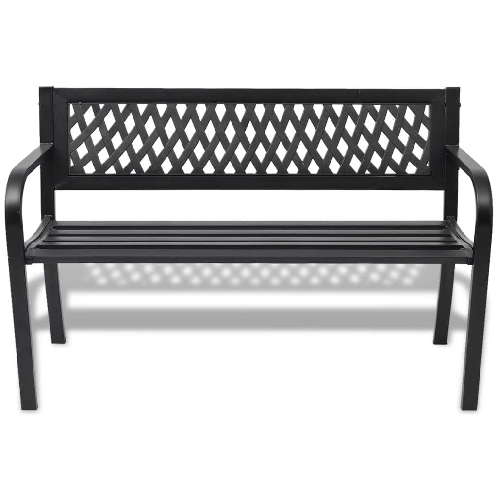 vidaXL Bancă de grădină, negru,118 cm, oțel vidaXL Bancă de grădină, negru,118 cm, oțel