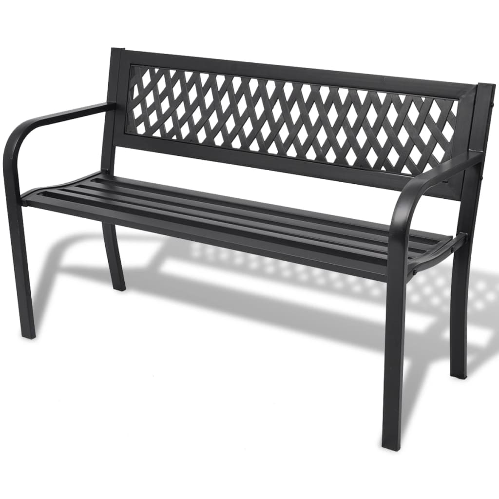 vidaXL Bancă de grădină, negru,118 cm, oțel vidaXL Bancă de grădină, negru,118 cm, oțel