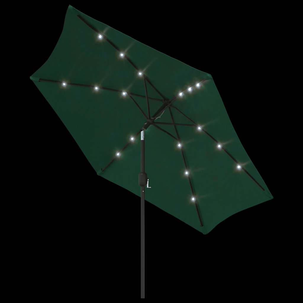 vidaXL Umbrelă de soare de grădină în consolă cu LED, verde, 3 m