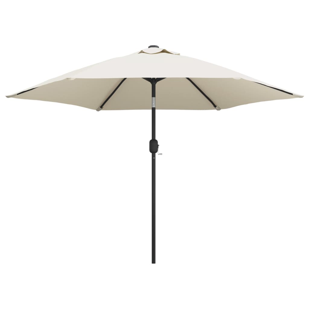 vidaXL Umbrelă de soare de grădină în consolă cu LED, alb nisipiu, 3 m vidaXL Umbrelă de soare de grădină în consolă cu LED, alb nisipiu, 3 m