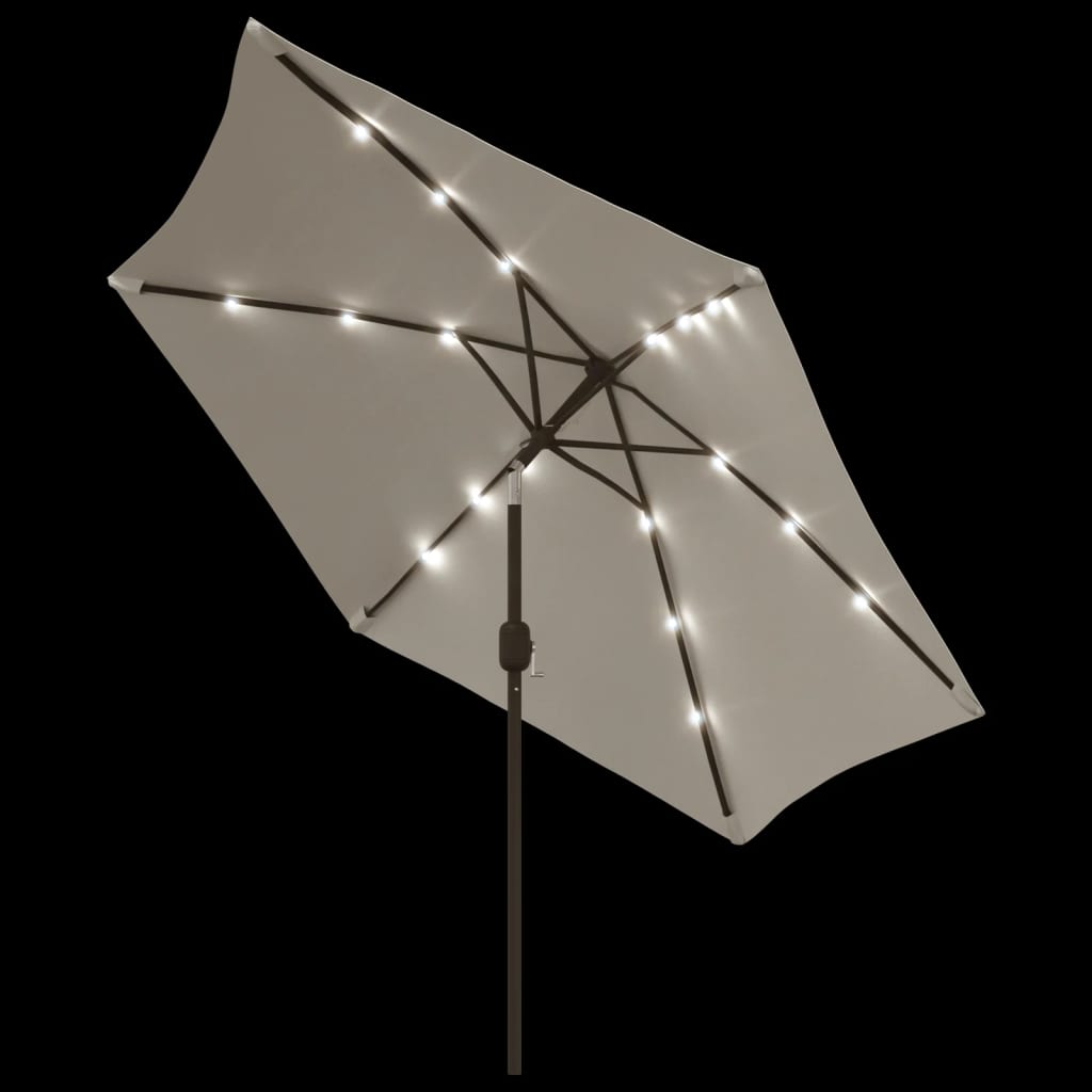 vidaXL Umbrelă de soare de grădină în consolă cu LED, alb nisipiu, 3 m vidaXL Umbrelă de soare de grădină în consolă cu LED, alb nisipiu, 3 m