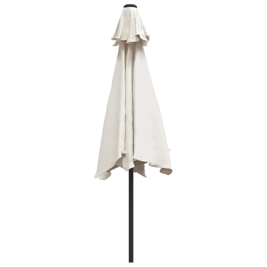 vidaXL Umbrelă de soare de grădină în consolă cu LED, alb nisipiu, 3 m vidaXL Umbrelă de soare de grădină în consolă cu LED, alb nisipiu, 3 m
