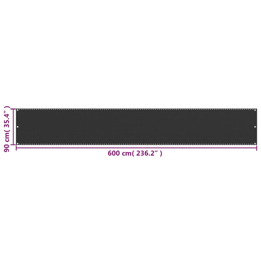 vidaXL Prelată pentru balcon din HDPE, 90 x 600 cm, antracit vidaXL Prelată pentru balcon din HDPE, 90 x 600 cm, antracit
