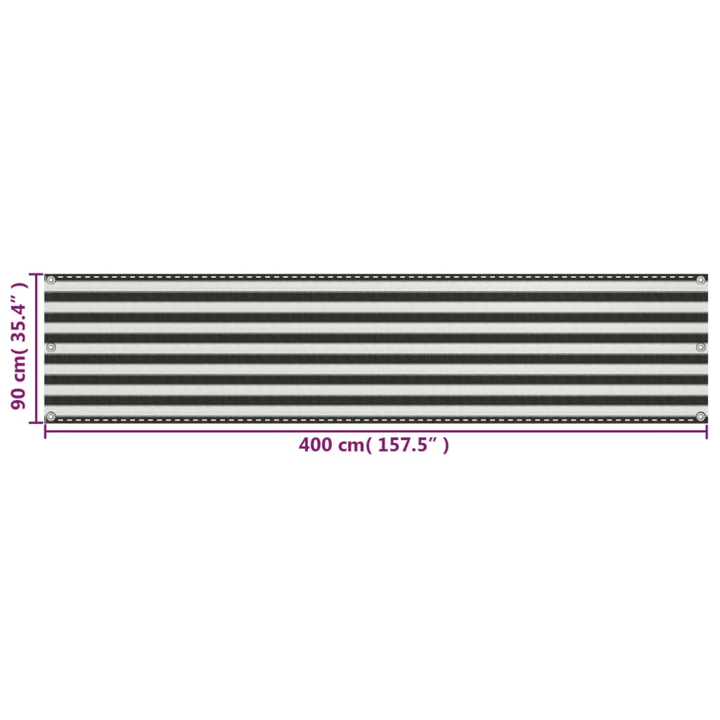 vidaXL Prelată pentru balcon din HDPE, 90 x 400 cm, antracit și alb vidaXL Prelată pentru balcon din HDPE, 90 x 400 cm, antracit și alb