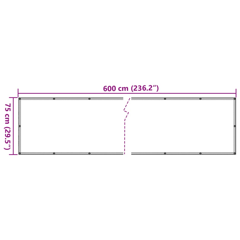 vidaXL Prelată balcon, material textil oxford, 75 x 600 cm, antracit