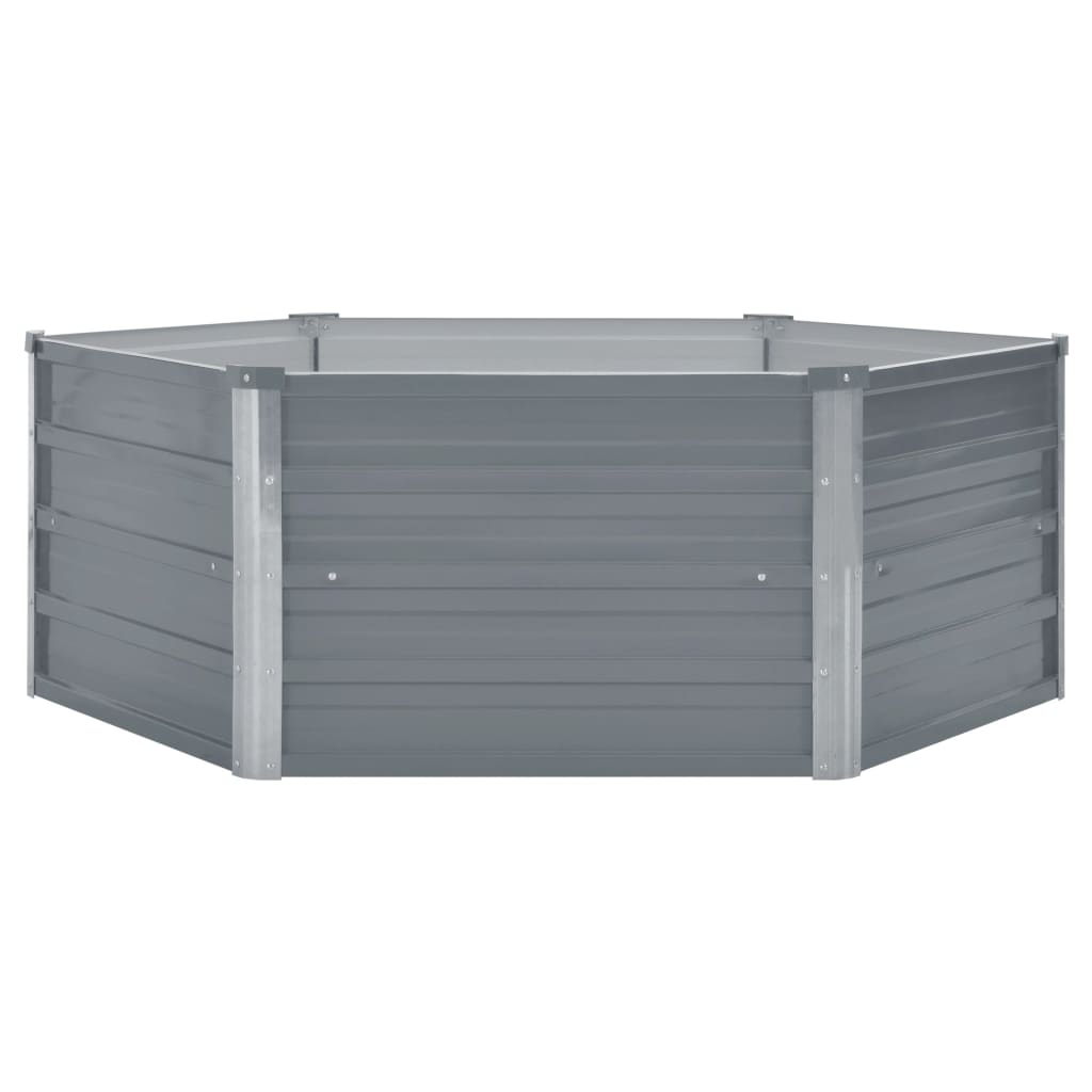 vidaXL Pat înalt cu straturi, 129x129x46 cm, oțel galvanizat, gri