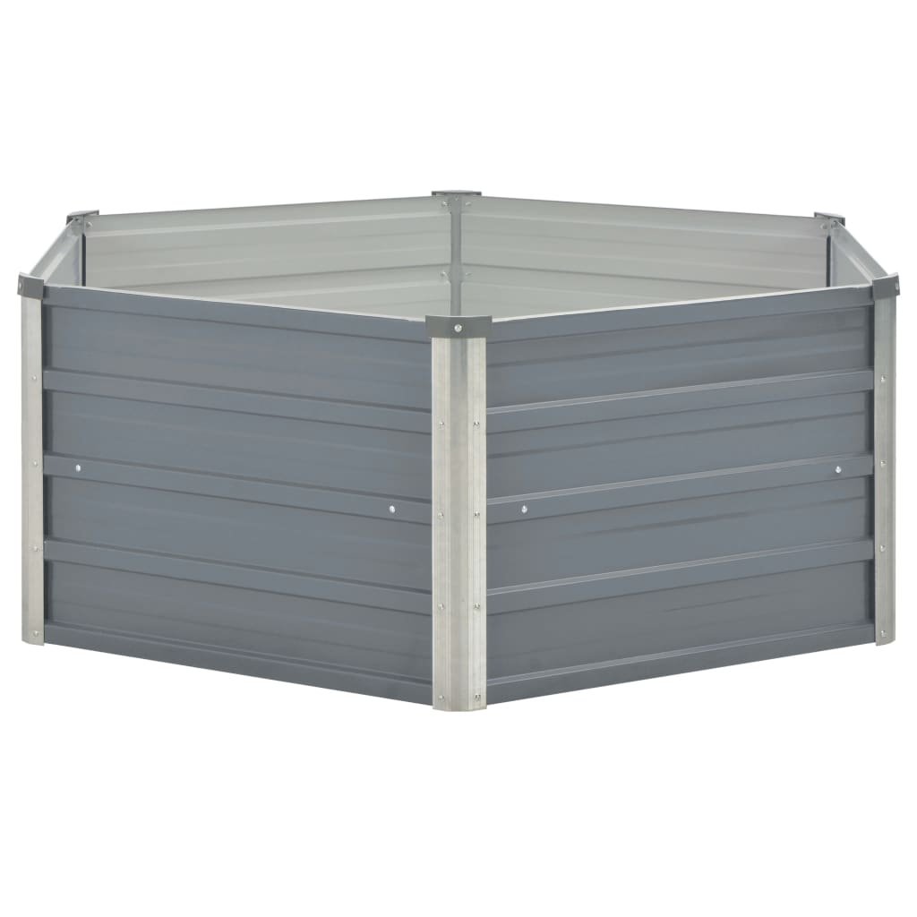 vidaXL Pat înalt cu straturi, 129x129x46 cm, oțel galvanizat, gri