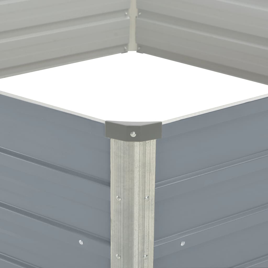 vidaXL Pat înalt cu straturi, 129x129x46 cm, oțel galvanizat, gri