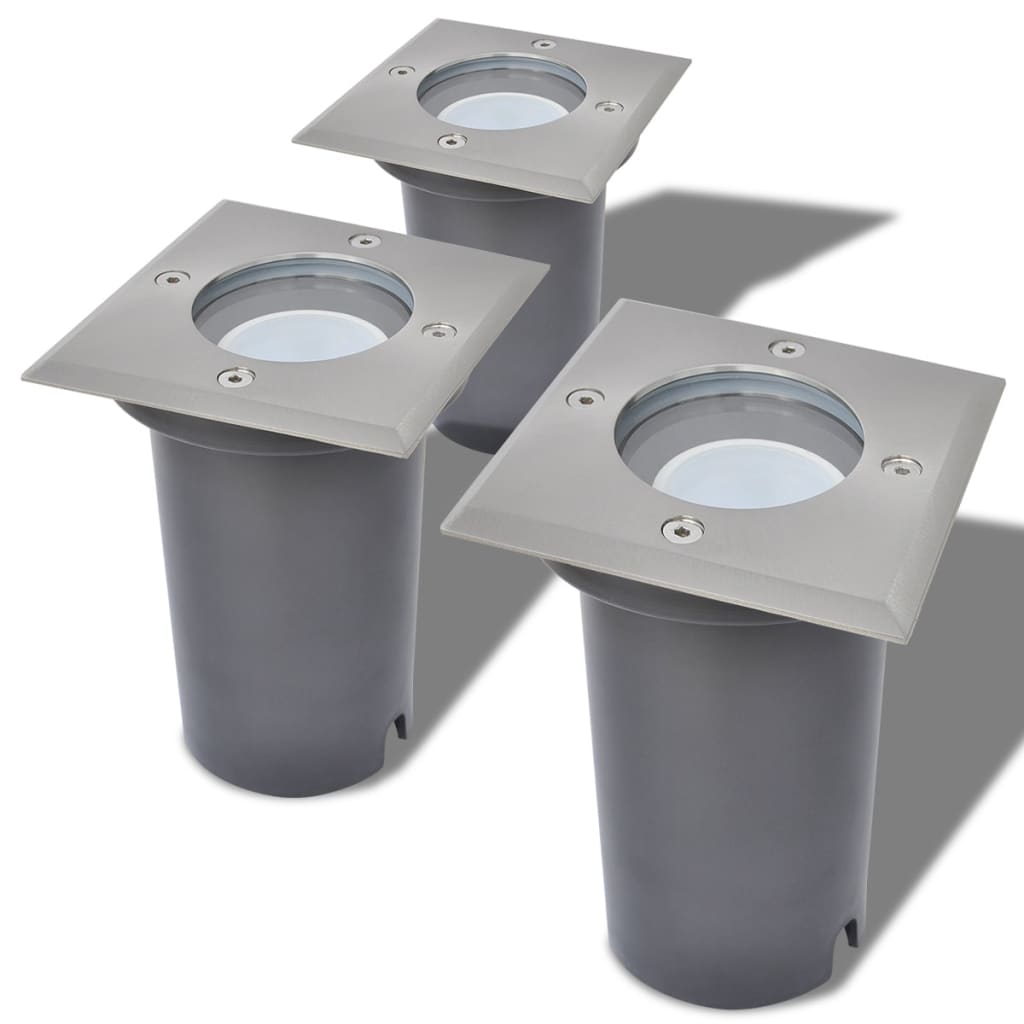 vidaXL Corpuri de iluminat LED pentru sol 3 buc pătrate vidaXL Corpuri de iluminat LED pentru sol 3 buc pătrate