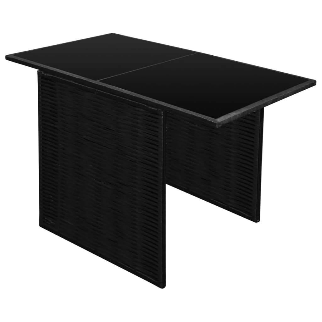 vidaXL Set bistro cu perne, 3 piese, negru, poliratan