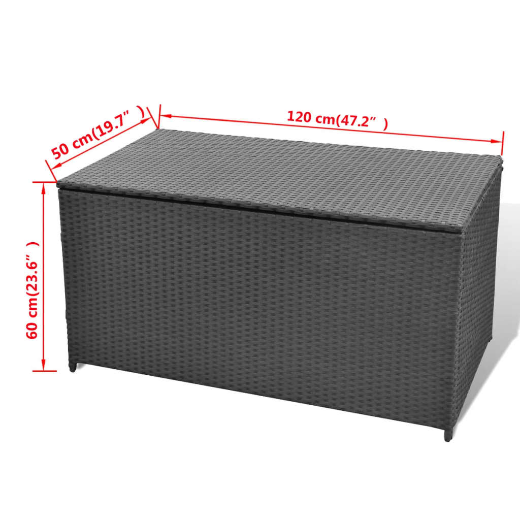 vidaXL Ladă de depozitare de grădină, negru, 120x50x60 cm, poliratan vidaXL Ladă de depozitare de grădină, negru, 120x50x60 cm, poliratan