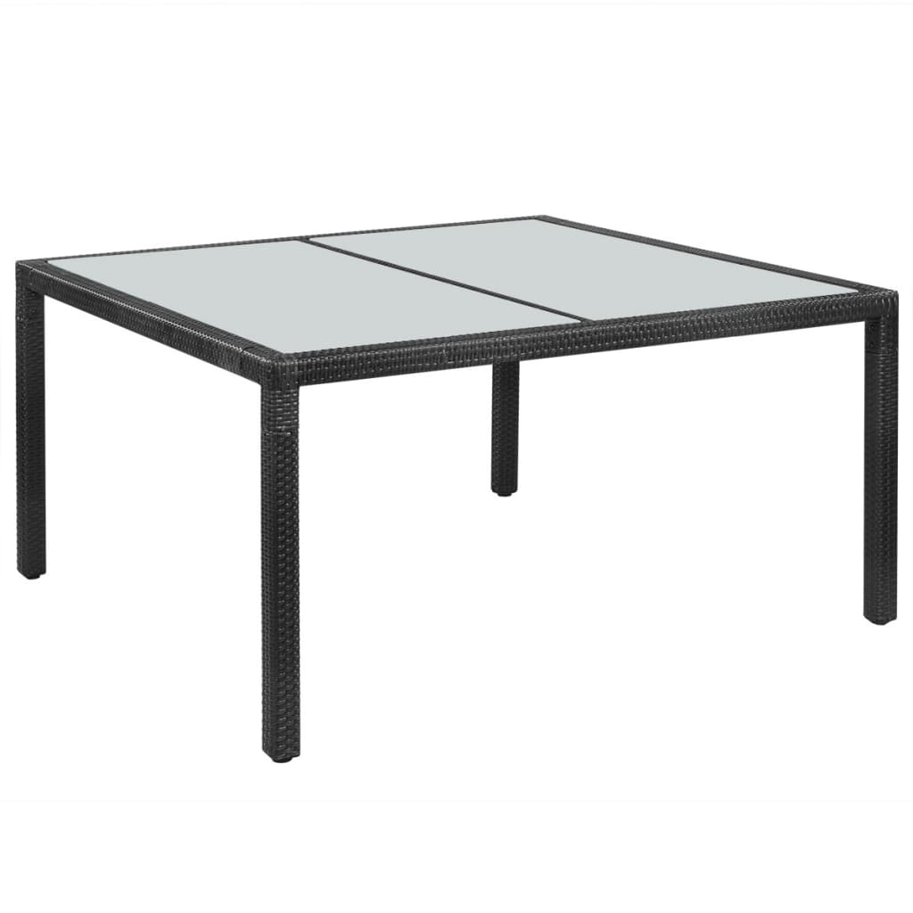 vidaXL Masă de grădină, negru, 150 x 90 x 75 cm, poliratan