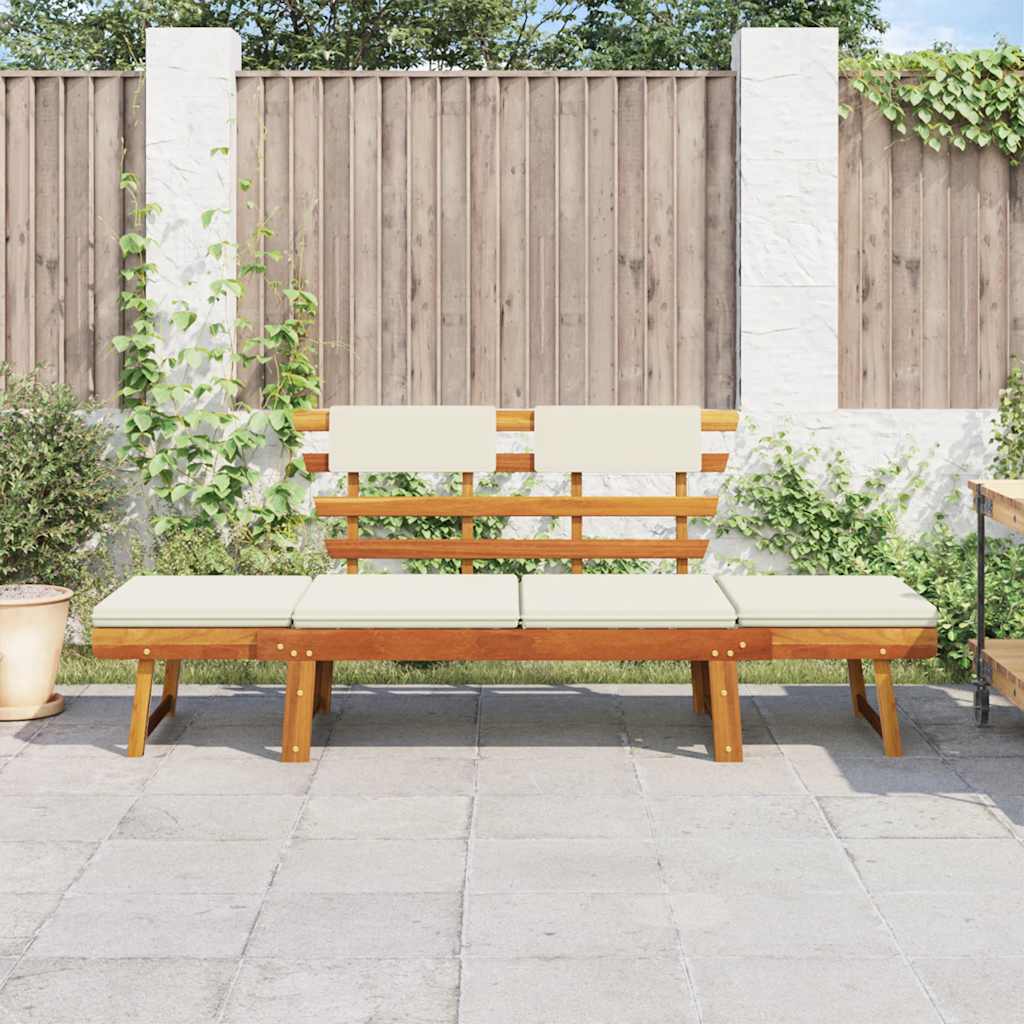 vidaXL Bancă de grădină cu perne 2-în-1, 190 cm, lemn masiv de acacia