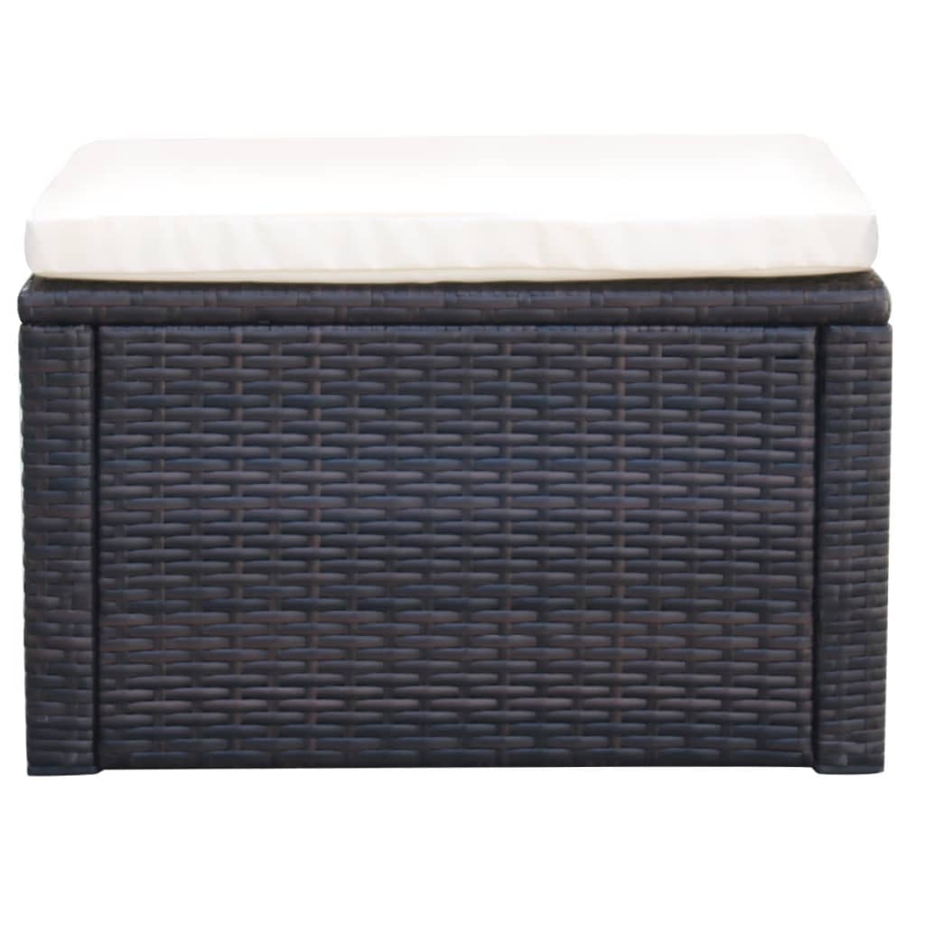 vidaXL Taburet otoman din poliratan, 53 x 53 x 30 cm, negru vidaXL Taburet otoman din poliratan, 53 x 53 x 30 cm, negru