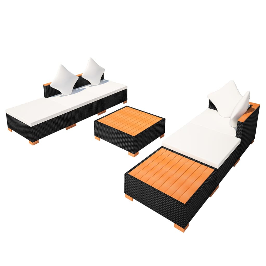 vidaXL Set mobilier de grădină cu perne, 7 piese, negru, poliratan vidaXL Set mobilier de grădină cu perne, 7 piese, negru, poliratan