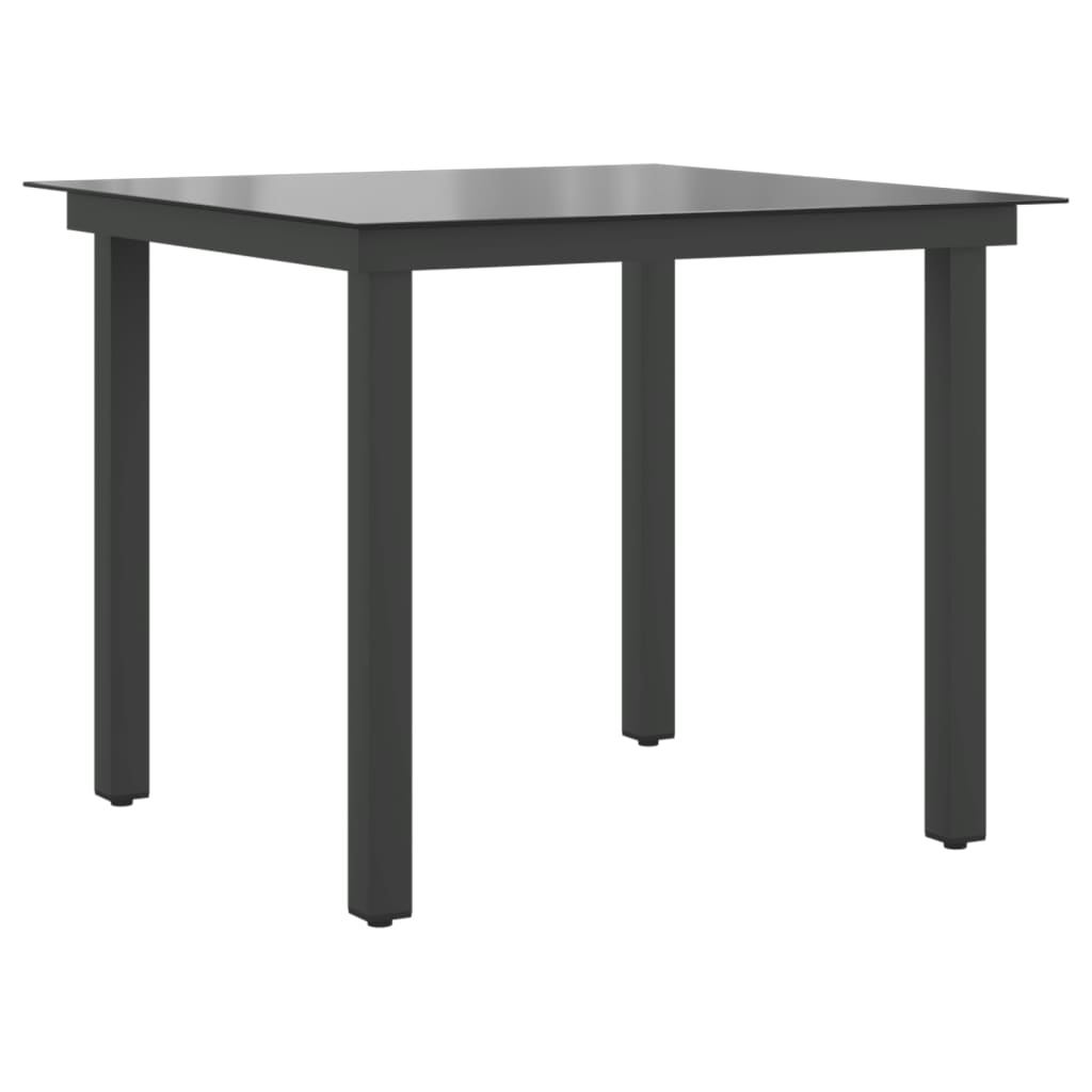 vidaXL Masă de grădină, negru, 80 x 80 x 74 cm, aluminiu și sticlă vidaXL Masă de grădină, negru, 80 x 80 x 74 cm, aluminiu și sticlă