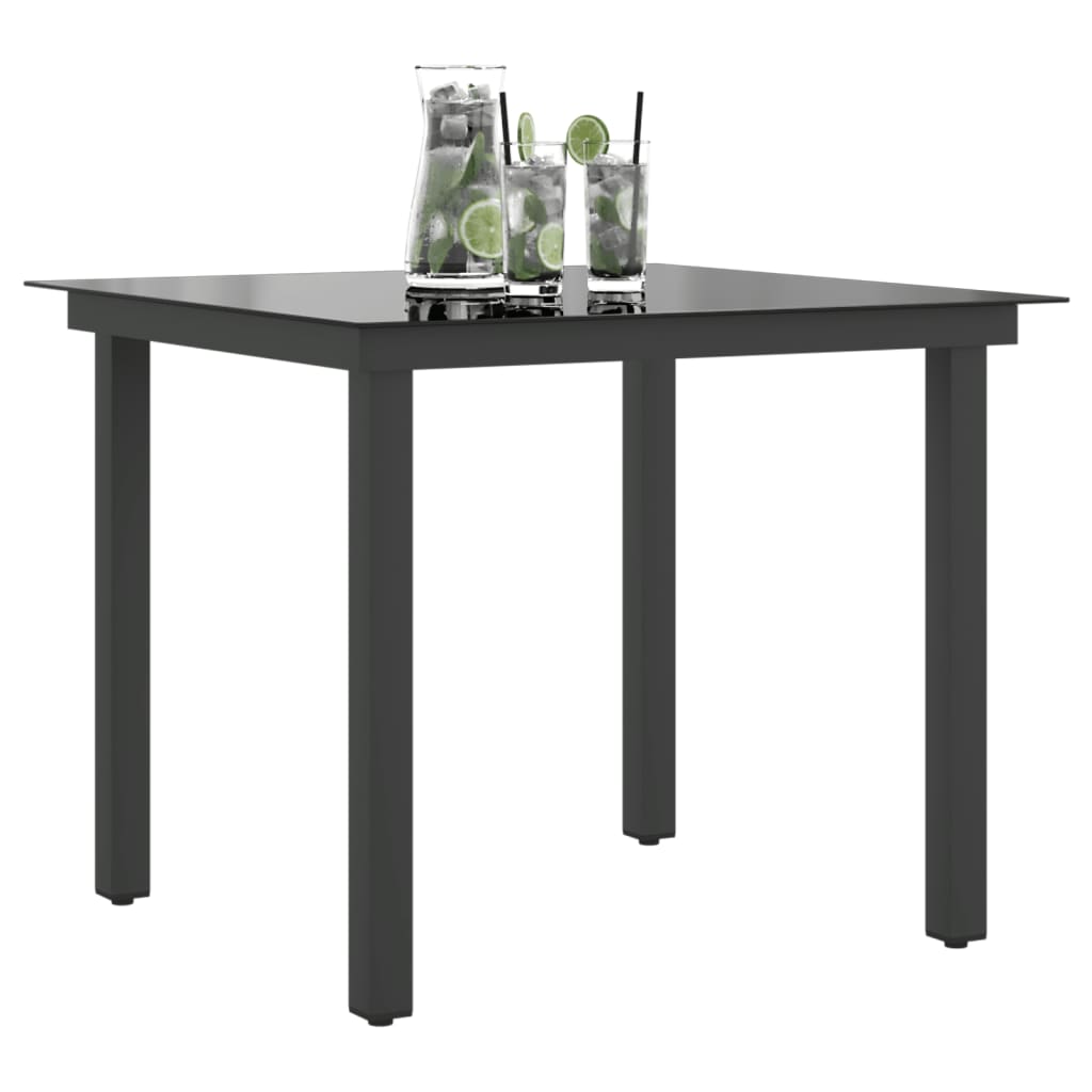 vidaXL Masă de grădină, negru, 80 x 80 x 74 cm, aluminiu și sticlă vidaXL Masă de grădină, negru, 80 x 80 x 74 cm, aluminiu și sticlă