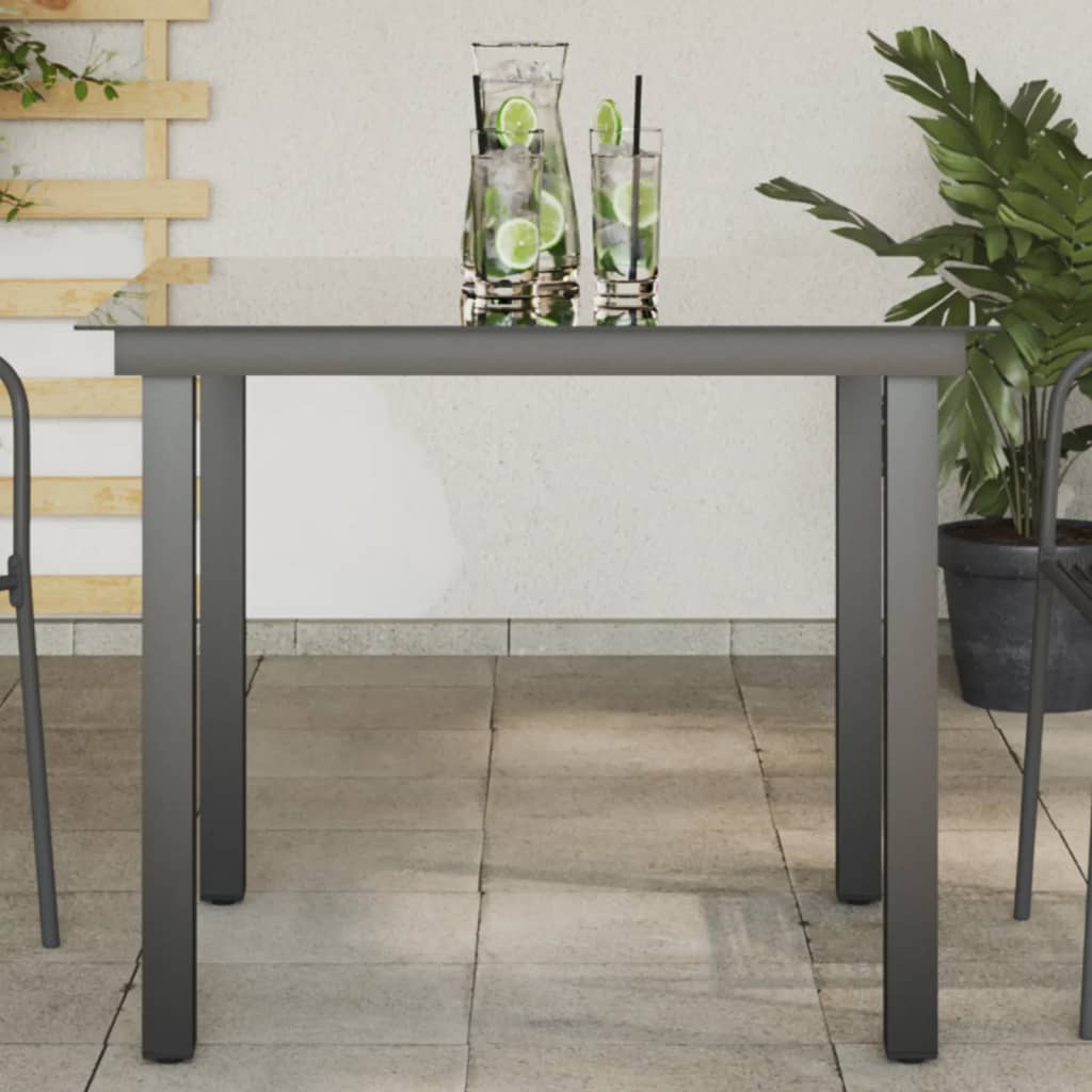 vidaXL Masă de grădină, negru, 80 x 80 x 74 cm, aluminiu și sticlă vidaXL Masă de grădină, negru, 80 x 80 x 74 cm, aluminiu și sticlă