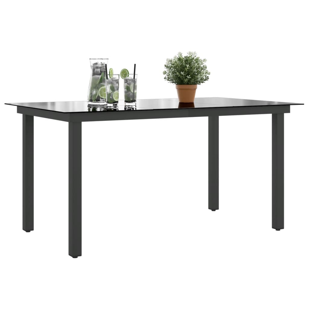 vidaXL Masă de grădină, negru, 150 x 90 x 74 cm, aluminiu și sticlă vidaXL Masă de grădină, negru, 150 x 90 x 74 cm, aluminiu și sticlă