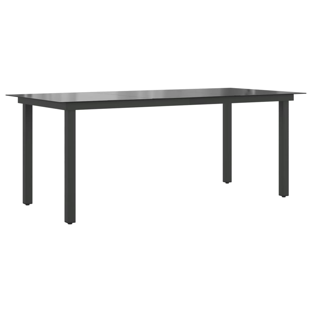 vidaXL Masă de grădină, negru, 190 x 90 x 74 cm, aluminiu și sticlă