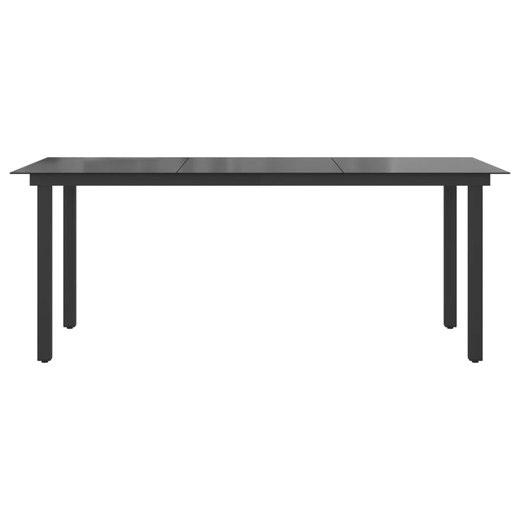 vidaXL Masă de grădină, negru, 190 x 90 x 74 cm, aluminiu și sticlă