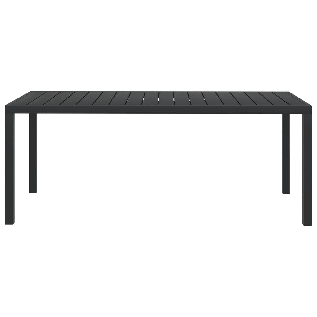 vidaXL Masă de grădină, negru, 185 x 90 x 74 cm, aluminiu și WPC