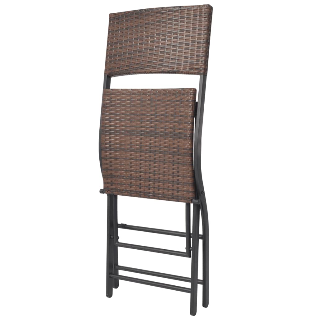 vidaXL Set mobilier exterior pliabil, 7 piese, maro, oțel, poliratan