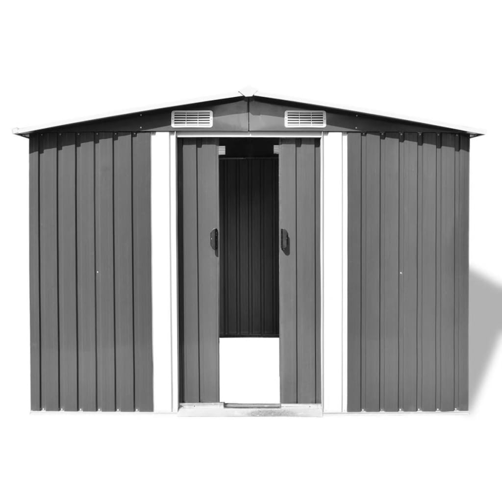 vidaXL Magazie șopron metalic de grădină, 257 x 205 x 178 cm, gri vidaXL Magazie șopron metalic de grădină, 257 x 205 x 178 cm, gri
