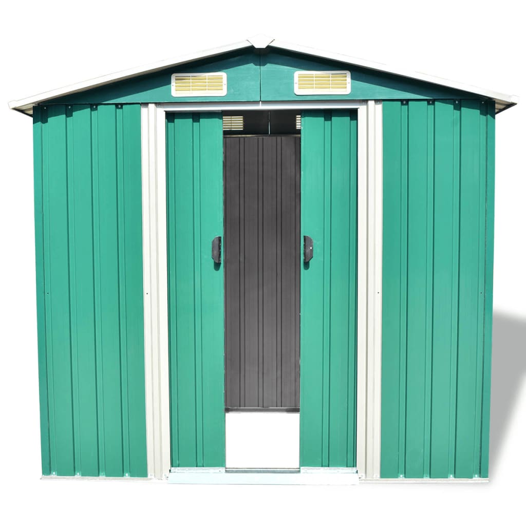 vidaXL Magazie metalică de grădină, 204 x 132 x 186 cm, verde vidaXL Magazie metalică de grădină, 204 x 132 x 186 cm, verde