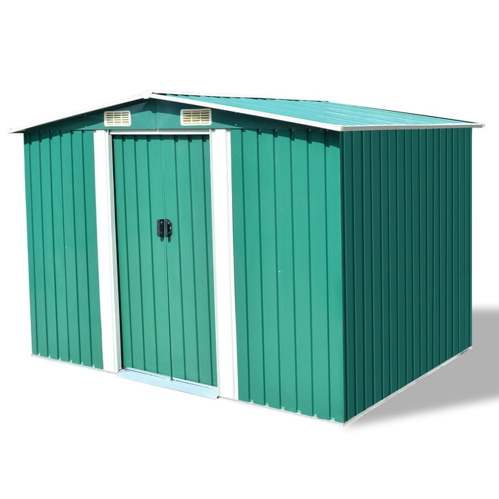 vidaXL Magazie șopron metalic de grădină, 257 x 205 x 178 cm, verde vidaXL Magazie șopron metalic de grădină, 257 x 205 x 178 cm, verde