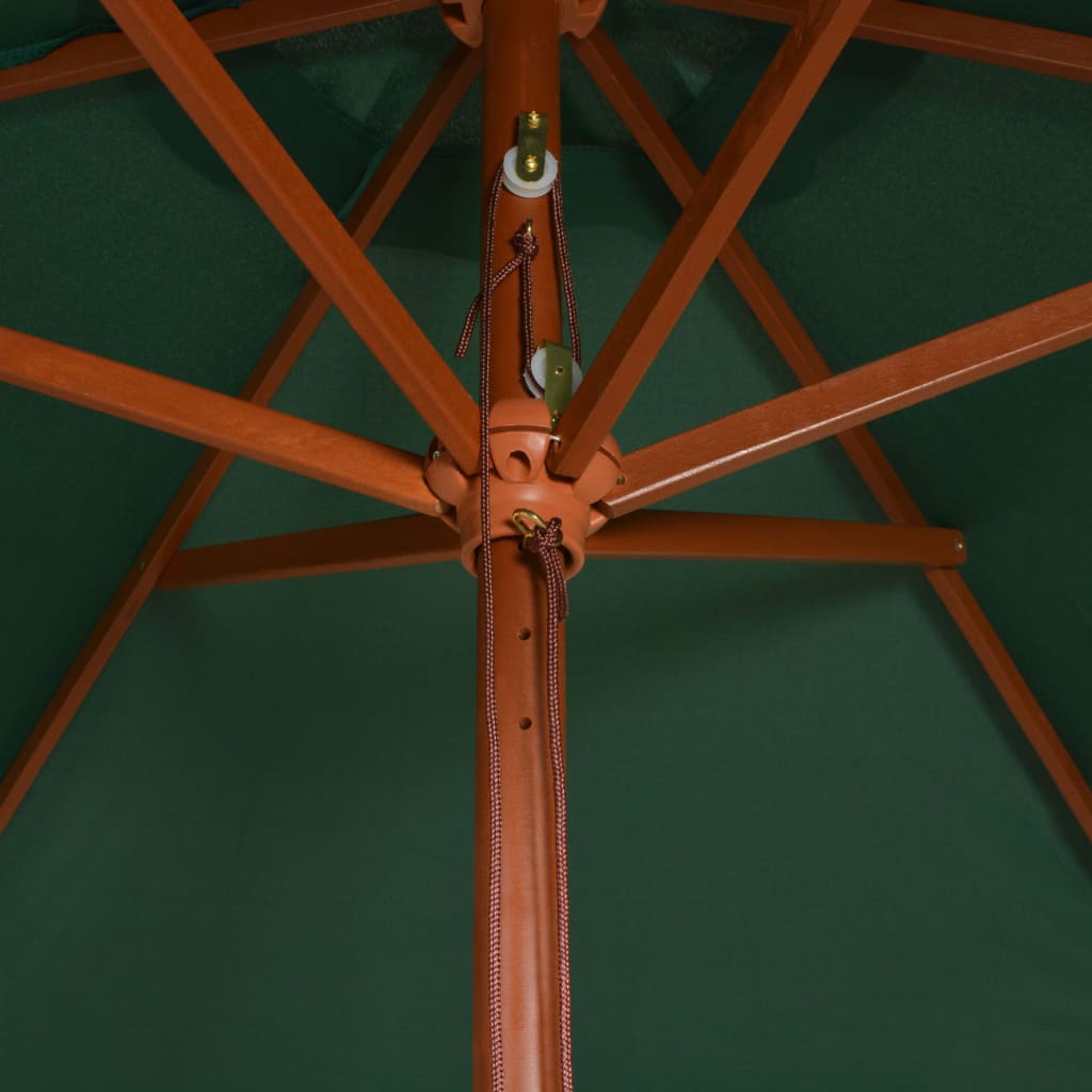 vidaXL Umbrelă de soare cu stâlp din lemn, verde, 200x300 cm
