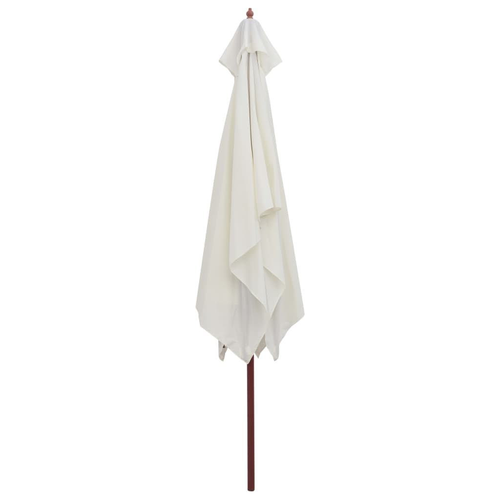 vidaXL Umbrelă de soare cu stâlp de lemn, 200 x 300 cm, alb crem vidaXL Umbrelă de soare cu stâlp de lemn, 200 x 300 cm, alb crem