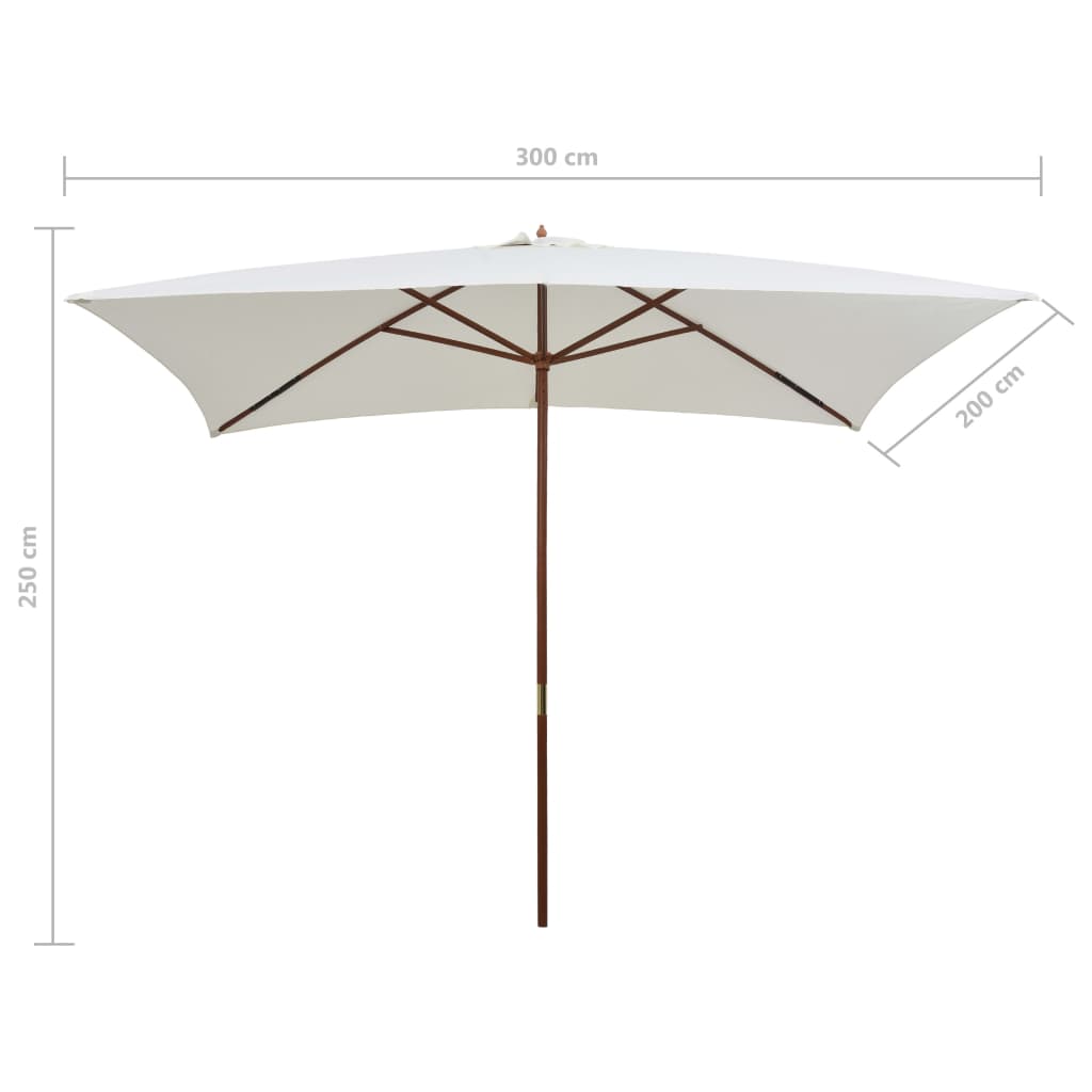 vidaXL Umbrelă de soare cu stâlp de lemn, 200 x 300 cm, alb crem vidaXL Umbrelă de soare cu stâlp de lemn, 200 x 300 cm, alb crem
