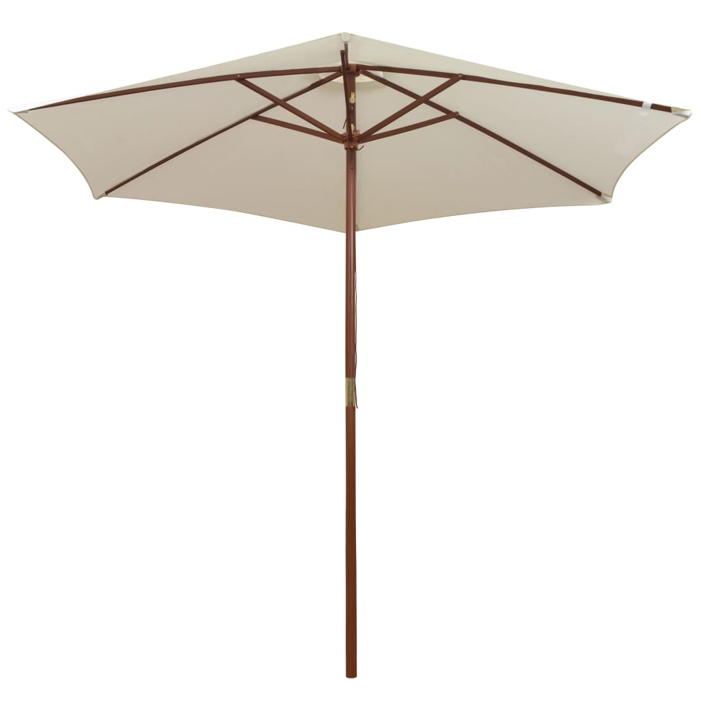 vidaXL Umbrelă de soare cu stâlp de lemn, alb crem, 270x270 cm vidaXL Umbrelă de soare cu stâlp de lemn, alb crem, 270x270 cm