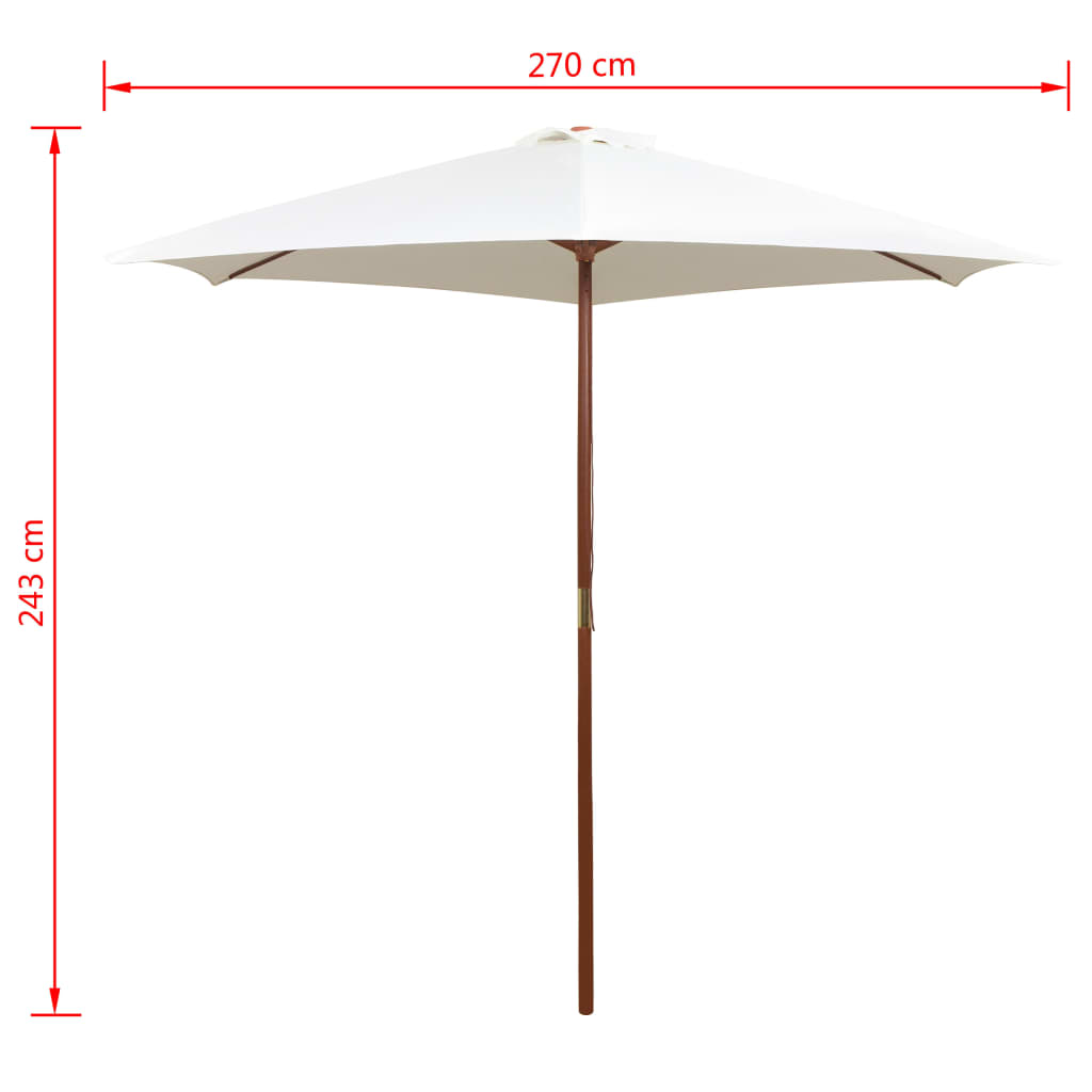 vidaXL Umbrelă de soare cu stâlp de lemn, alb crem, 270x270 cm vidaXL Umbrelă de soare cu stâlp de lemn, alb crem, 270x270 cm
