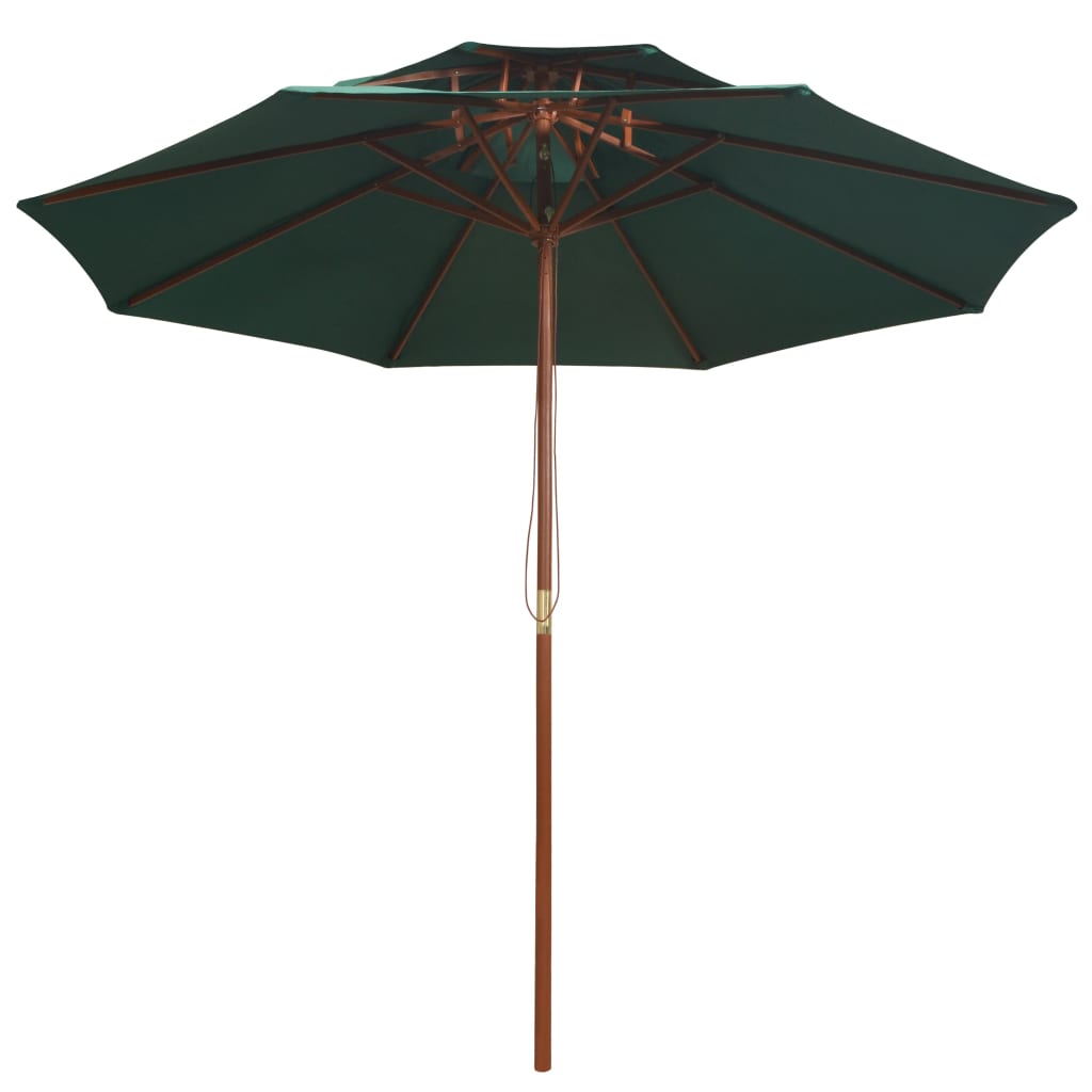 vidaXL Umbrelă de soare dublă, 270x270 cm, stâlp de lemn, verde vidaXL Umbrelă de soare dublă, 270x270 cm, stâlp de lemn, verde