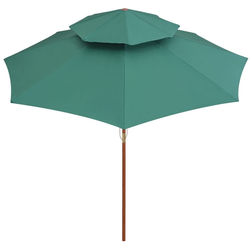 vidaXL Umbrelă de soare dublă, 270x270 cm, stâlp de lemn, verde vidaXL Umbrelă de soare dublă, 270x270 cm, stâlp de lemn, verde